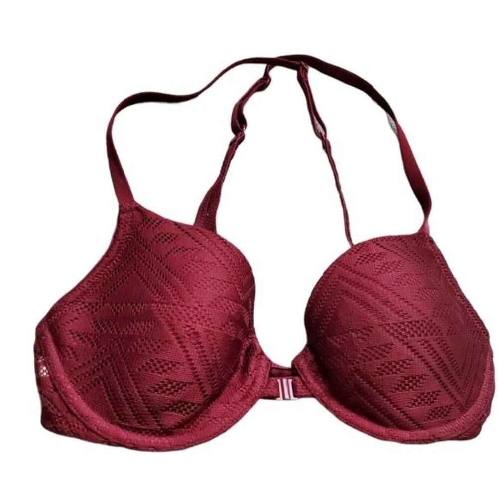 Xhilaration womens Bra 32 C wine color front clip tshirt bra‎ criss cross